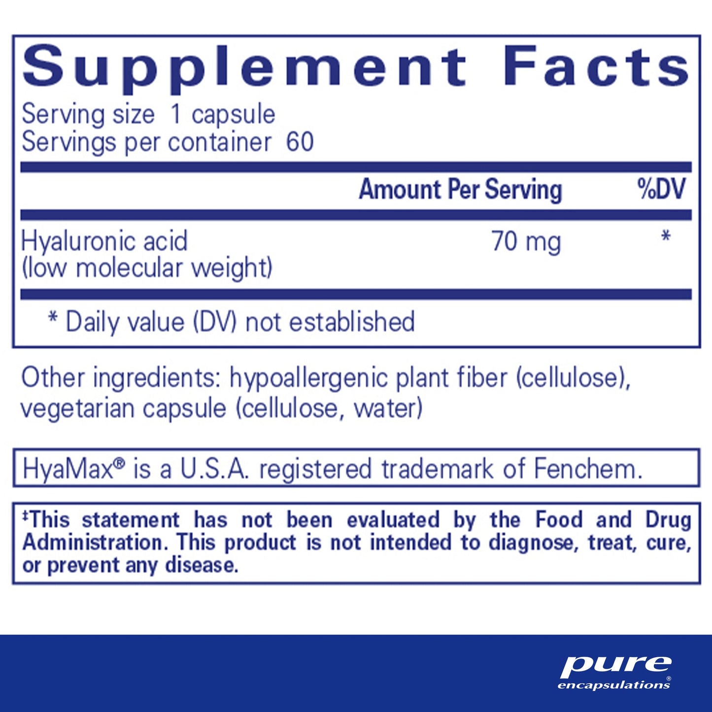 Hyaluronic Acid 70 mg 60 caps